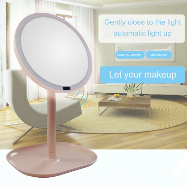 New 7x Magnifying Led Makeup Mirror Rotation Foldable Usb Lighted Vanity Montion Sensor Adjustable Portable Tabletop Lamp Mirrors