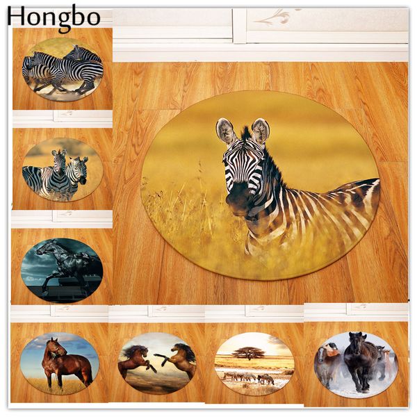 

hongbo new welcome mats horse print doormats bathroom round kitchen carpet home floor mats living room anti-slip rug 40x60 50x8