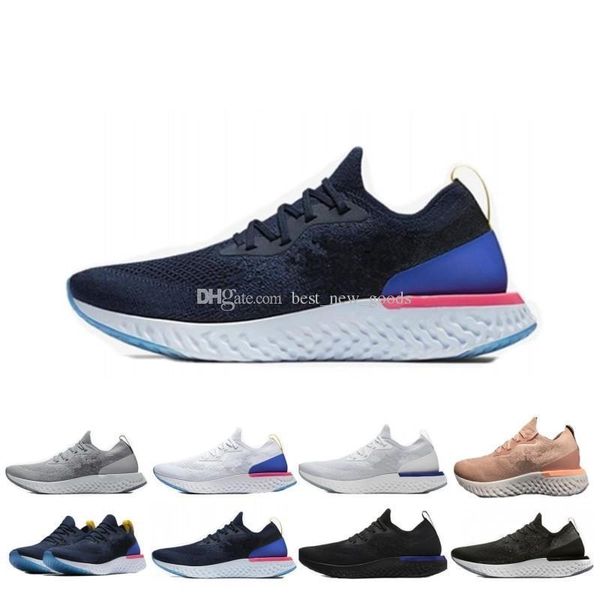 

wholesale epic react mens womens running shoes black white blue instant fly breathable designer sports sneakers shoes size eur 36-45