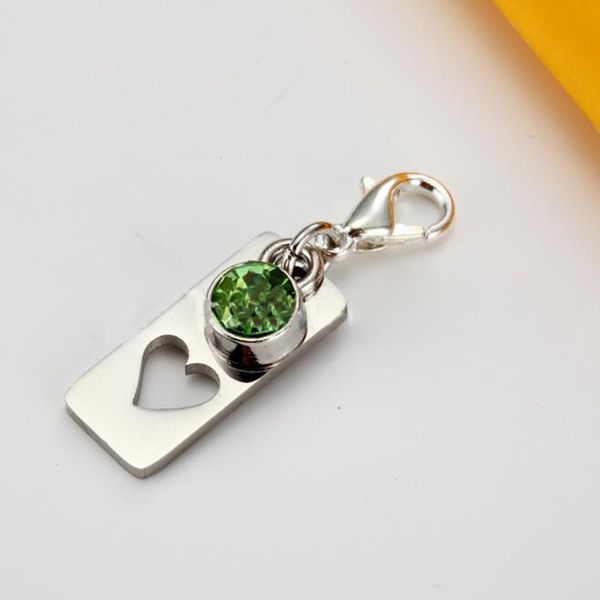 

fashion custom heart keychain with birthstone pendant gifts for boyfriend girlfriend stainless steel keyring gift, Silver