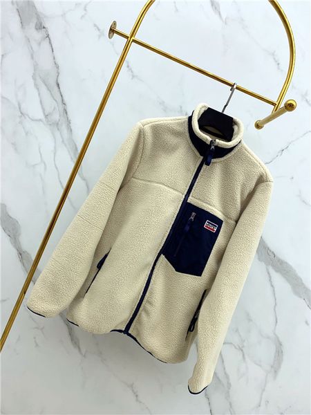 

19fw new luxurious brands design embroiderd logos color blocked fleece jackets coat men women outdoor streetwear sweatshirt hoodies, Blue;black