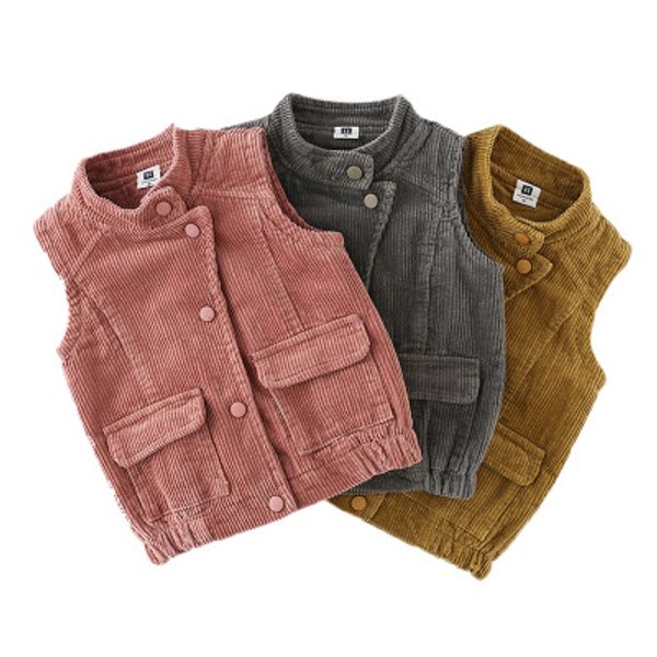 

spring fashion korean kids corduroy vest for boys girl winter thick fleece waistcoat sleeveless jackets children outwear clothes, Camo