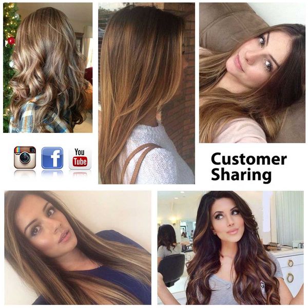 Medium Brown Mix Strawberry Blonde Piano Color Highlight Full Head