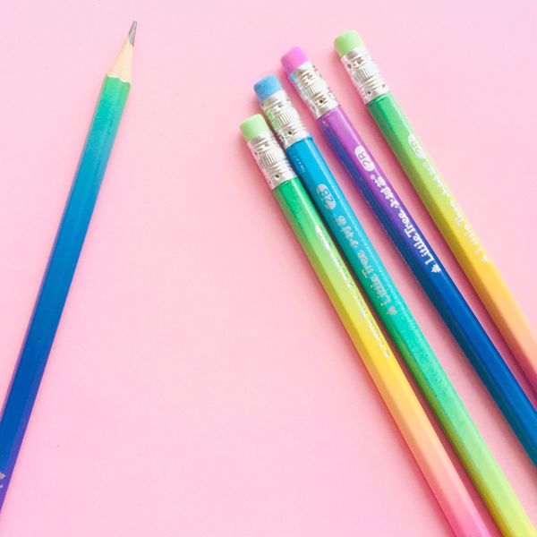 

4x simple rainbow gradient handle 2b wooden pencil kids writing drawing pencil student stationery