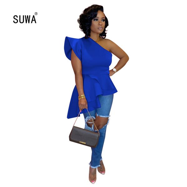 

2020 summer new arrival women casual one shoulder t-shirts ladies slash neck chiffon tee t shirt white tshirt