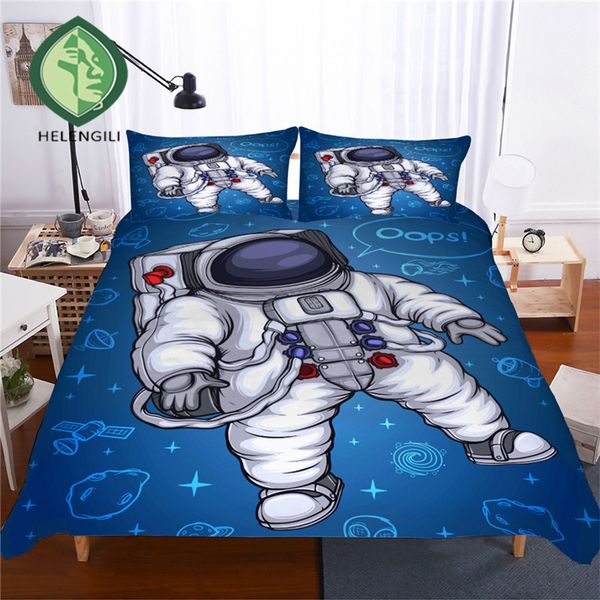 

helengili 3d bedding set astronaut print duvet cover set lifelike bedclothes with pillowcase bed home textiles #sg-06