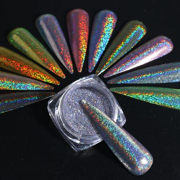 

nail блеск голографической dip порошок зеркальной полировка chrome пигменты ногти украшение лазерная ослепительная пыль la1028-1, Silver;gold