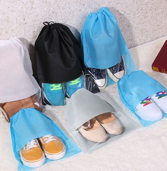

blank non-woven slippers, sneakers, high heels, cloth shoes, drawstring beam transparent sandals bags, dustproof packaging, storage bags
