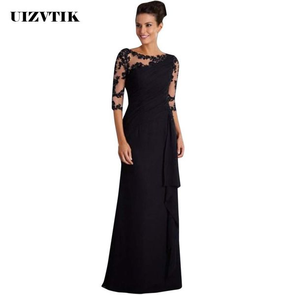 

summer autumn dress women elegant hollow out lace formal long party dress 2019 casual plus size slim solid maxi dresses 4xl, Black;gray