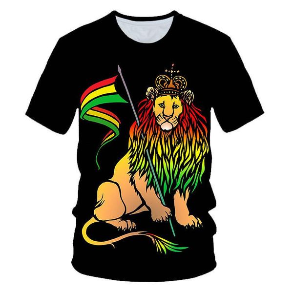 

mens tshirt fashion short sleeve male casual clothes homme round collar summer designer lion print, White;black