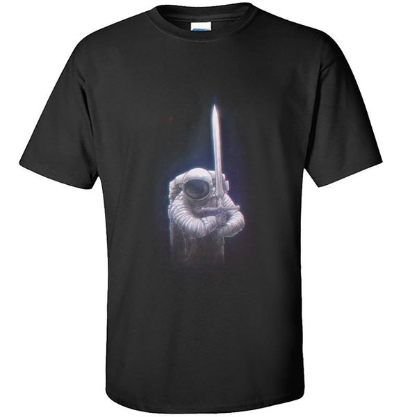 

astronaut knight samurai men t shirts round collar short sleeve pure cotton tees spaceman printing tshirts ing, White;black