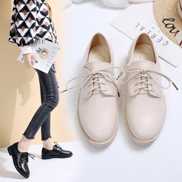 

casual woman shoe patent leather ballet flats round toe women shoes 2019 female footwear modis oxfords women's all-match new, Black