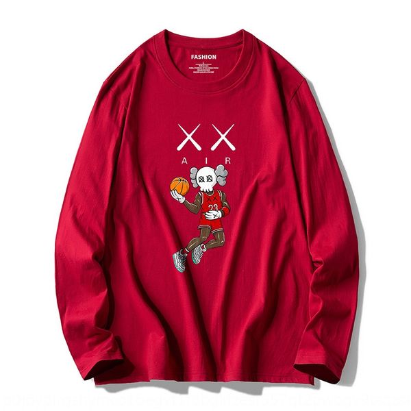 

2019 autumn sesame street kaws t-shirt pullover men's sweater casual loose cotton pullover long sleeve t-shirt men, Black