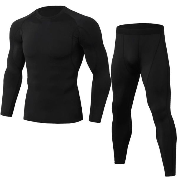 

2020 new men long sleeve compression sports running set men's quick dry sport bodybuilding gym fitness running tights sportswear, Black;blue