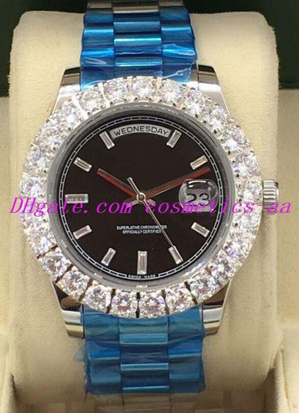 

luxury watch 3 style 18kt white gold bigger diamond bezel 228348 automatic fashion men's watch wristwatch, Slivery;brown