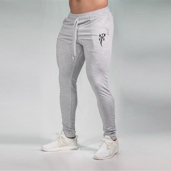 

gray jogging pants men joggers skinny leggings sport fitness pencil pants cotton gym training long trousers running tights, Black;blue