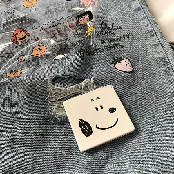 

cute snoopy double-sided mirrors with mirror ins convenient flip mini trumpet student makeup mirror with hand mirror souvenir magnifier