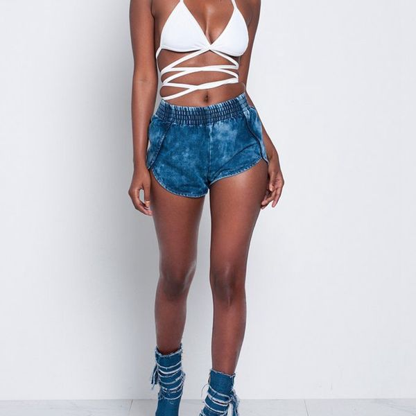 

women high waisted washed ripped short mini denim shorts summer hot, White;black