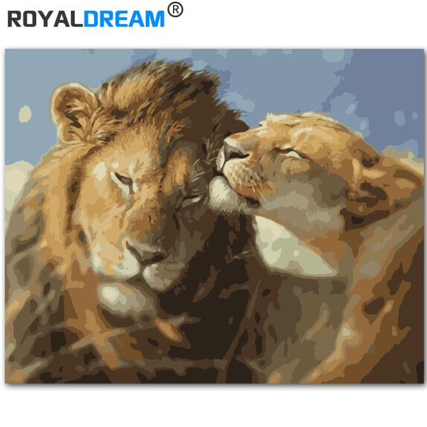 

royaldream two lions animals diy painting by numbers kits coloring paint by numbers modern wall art picture gift
