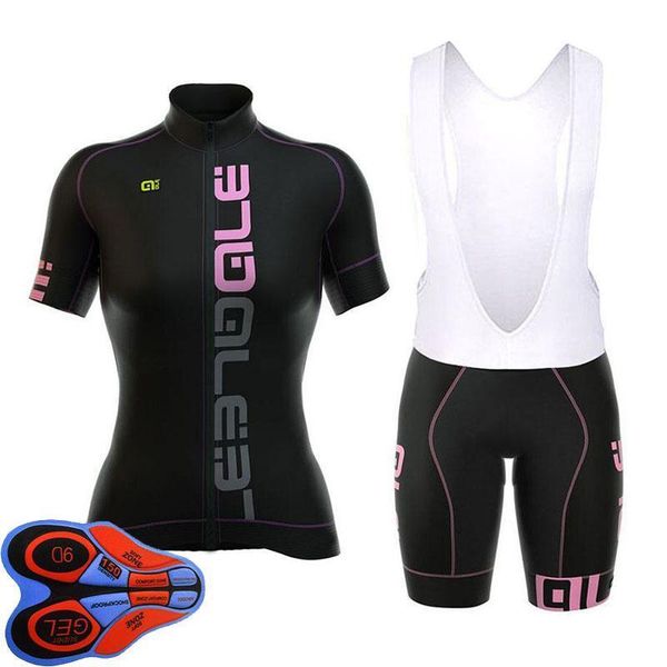 

2020 ale new woman 's breathable short sleeve cycling sets clothes jerseys bib shorts bike ropa ciclismo bicycle jersey, Black;red