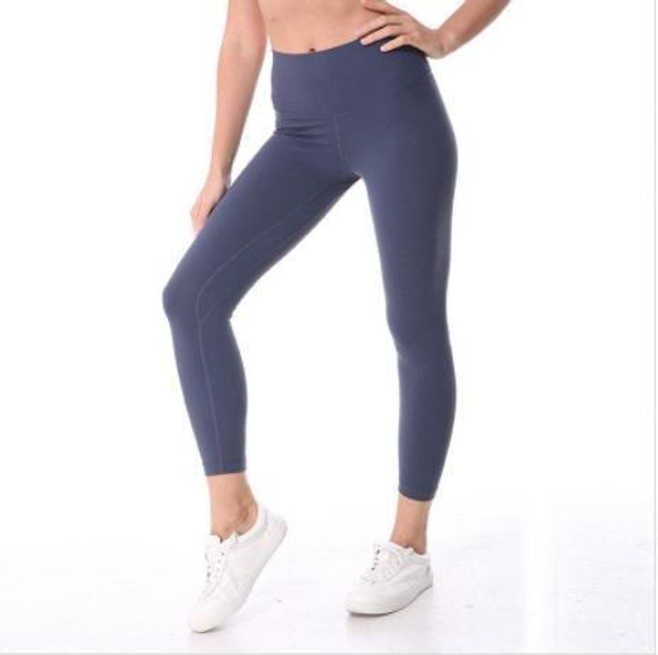 

lu-32 solid color women yoga pants high waist sports gym wear leggings elastic fitness lady overall full tights workout7339#, Black;red