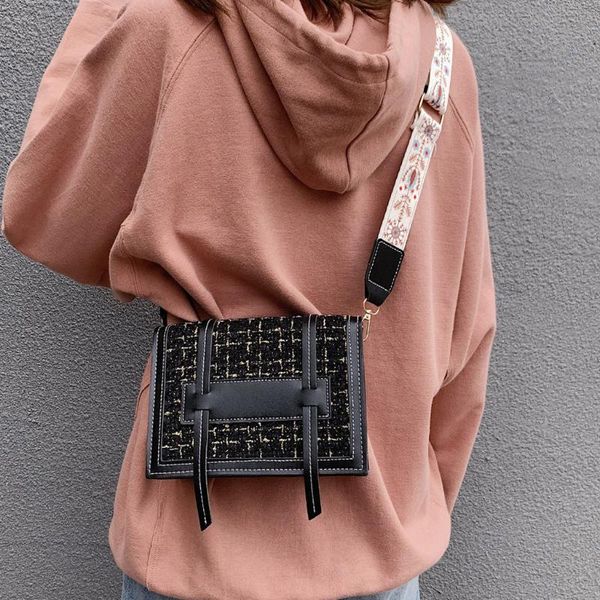 

женская мода портмоне woven wool сумка лоскутная повседневная сумка плеча мешок главный фам # 30