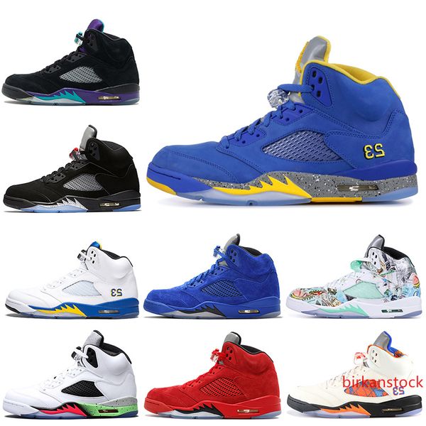 

jsp laney 5s men basketball shoes 5 bred international flight blue red suede white cement og metallic black designer sport sneaker us7-13