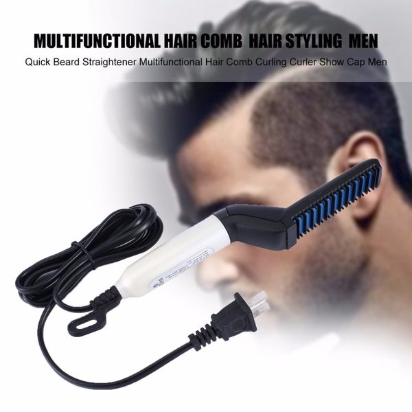 

fashion men male hair comb quick beard straightener curling curler show cap beauty hair styling tool gift box pack, Silver