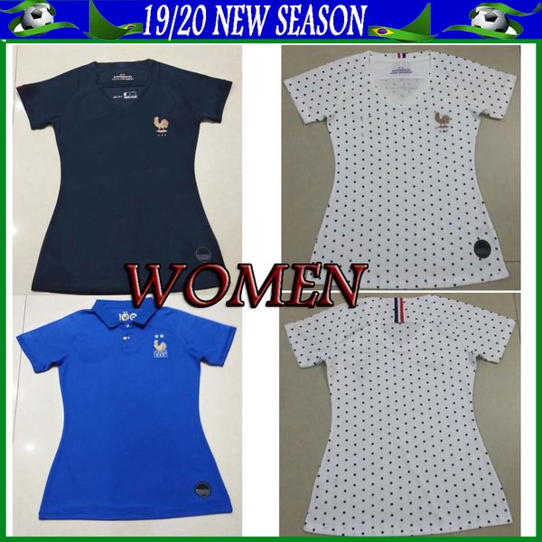 

New 19 20 world cup blue and white france woman occer jer ey female pogba cami eta de futbol dembele mbappe kante football jer ey hirt