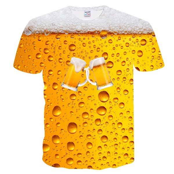 

dressing2020 summer passionate beer printed men's oversized t-shirt, White;black