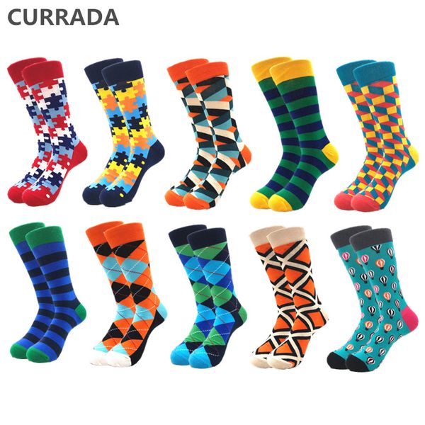 

10pairs/lot brand quality men socks combed cotton colorful happy funny sock fashion casual long mens compression socks, Black