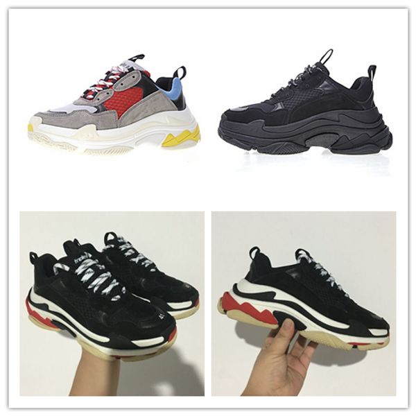 

bl triple s 17fw sneakers for men women running shoes vintage kanye west old grandpa trainer sneaker fashion shoe outdoor boots, Black