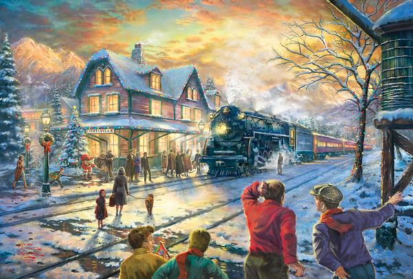 

thomas kincaid 1-46 busy railway station home decor handpainted &hd print oil paintings on canvas wall art pictures 191115