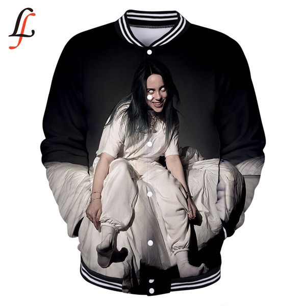 

billie eilish 3d hoodies sweatshirts women/men winter casual harajuku baseball jacket modis kpop streatwear plus size xxxxl, Black