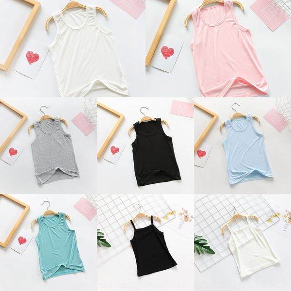 

children's summer thin modal sling camisole vest boys' and girls' all-match solid color base i-type vest, Blue