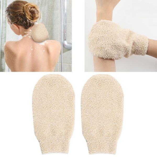 

dropshipping natural bamboo fiber bath exfoliating glove scrubber washcloths bathing glove