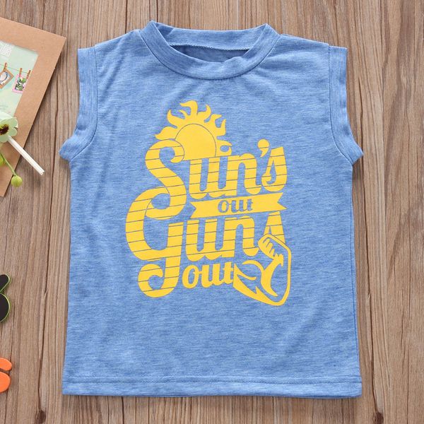 

sun's out guns out letter print tank for boys, Camo