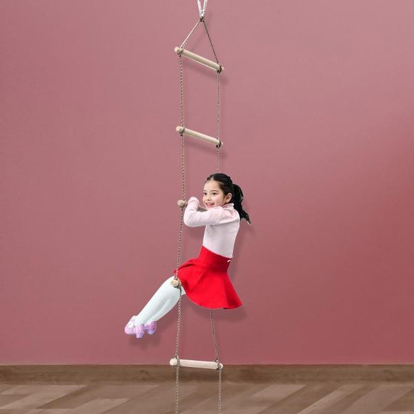 

wooden rope ladder multi rungs children climbing toy safe sports rope swing outdoor parent-child game jump toys