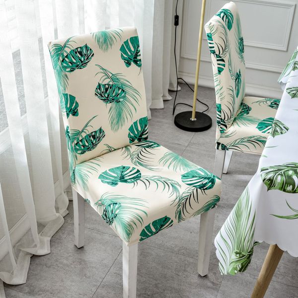 

tropical palm chair covers stretch removable dining chair cover backrest modern kitchen seat case spandex elastic slipcovers
