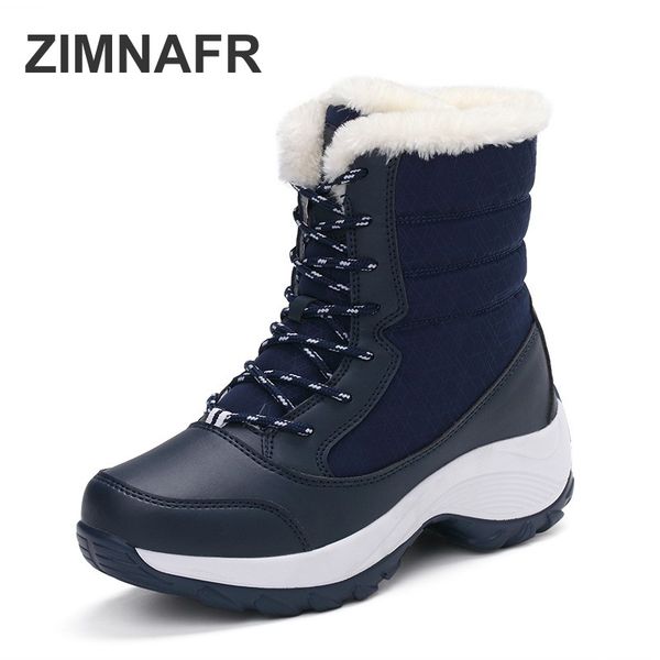 

women snow boots 2018 new women boots waterproof antislip warm cotton shoes lace-up winter, Black