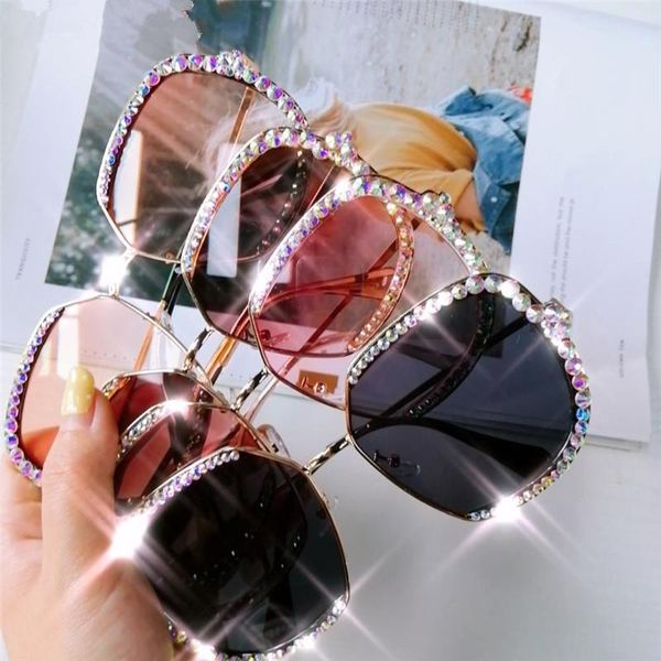 

2020 diamond rhinestone sunglasses women men luxury crystal sun glasses clear oversized frame square sun glasses vintage shades