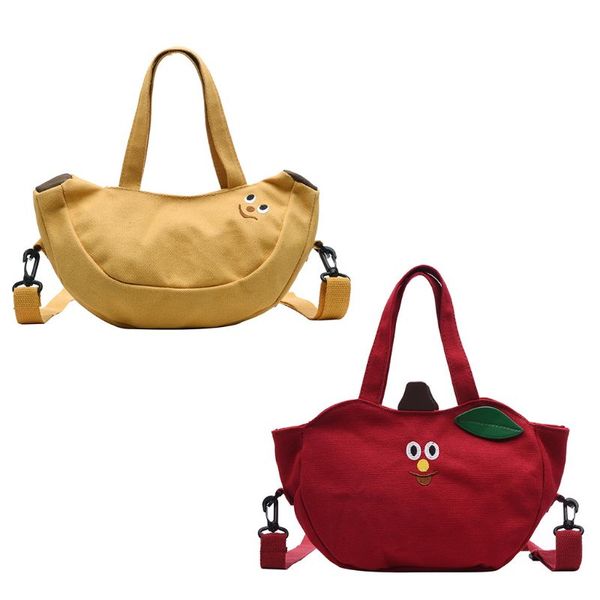 

girls canvas handbag cute banana shaped solid color casual style woman crossbody