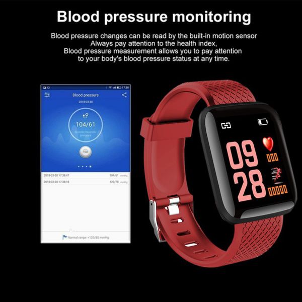 

116plus smart watch bracelet men blood pressure fitness tracker heart rate monitor pedometer reminder smartwatch for android phones