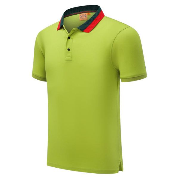 

new mercerized cotton striped collar short-sleeved polo shirt men and women youth lapel polo shirt lemon green half sleeve sd-1893-152, Black