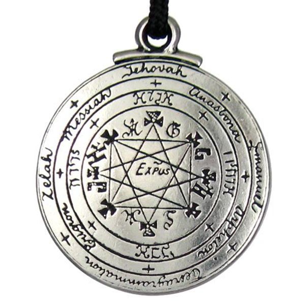 

punk amulet pendant necklace talisman pentacle of solomon seal pendant necklace hermetic enochian kabbalah pagan wiccan jewelry sale, Silver