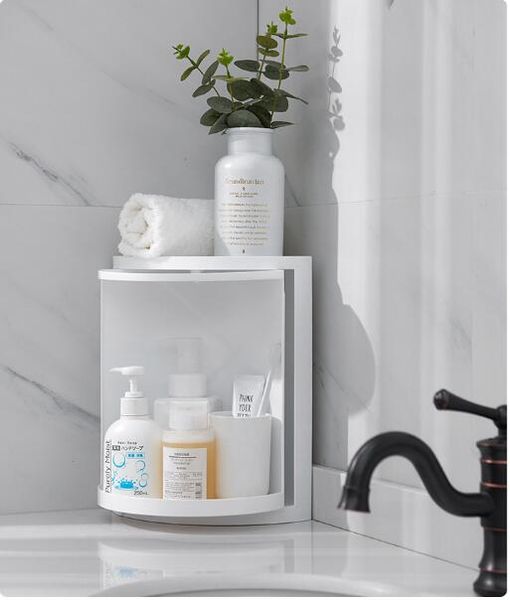 

rotatable bathroom shelf plastic triangle storage rack wall-absorbing cosmetic storage box punching bathroom accessories