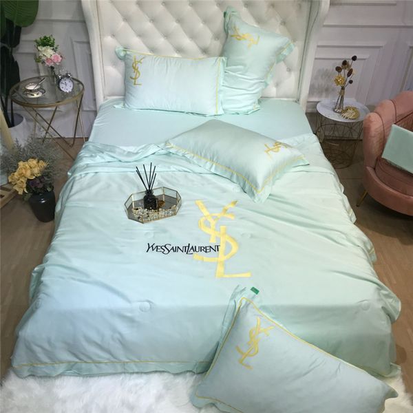 2019 Mint Green Y Letter Summer Quilt Suit Ice Cotton Simple