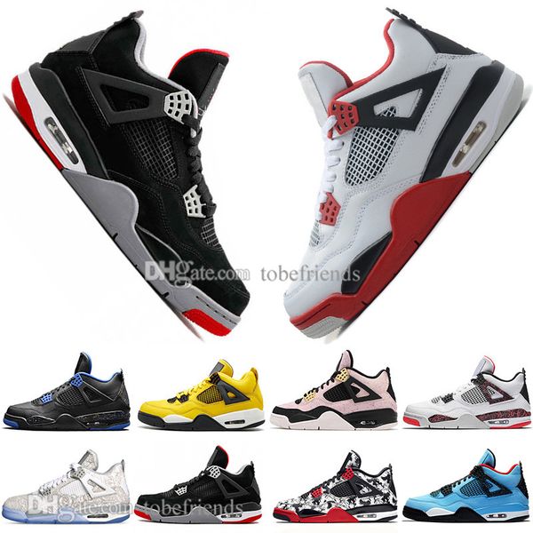

new 2019 bred 4 4s what the cactus jack laser wings mens basketball shoes denim blue pale citron men sports designer sneakers 36-47