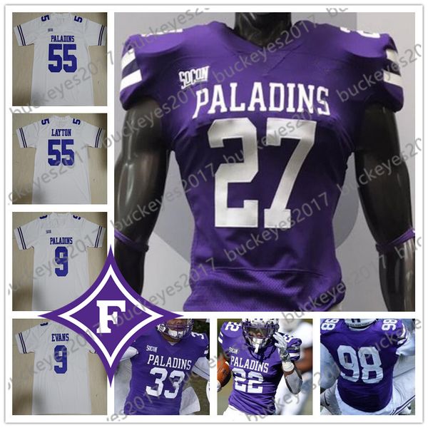 

custom furman paladins stitched any number name purple white 4 darren grainger 9 hamp sisson 22 devin wynn college football jerseys s-4xl, Black