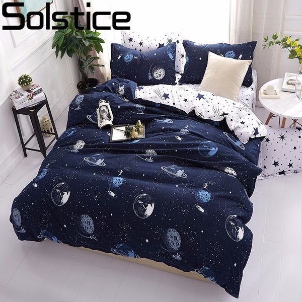 

solstice 3d universe stars bedding 3 / 4pcs kit cartoon bedsheet pillowcase bedclothes bed linen single twin full  sizes
